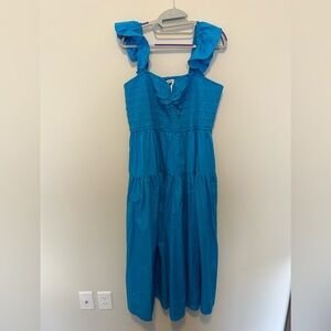 Abercrombie & Fitch Blue Ruffled Midi Dress